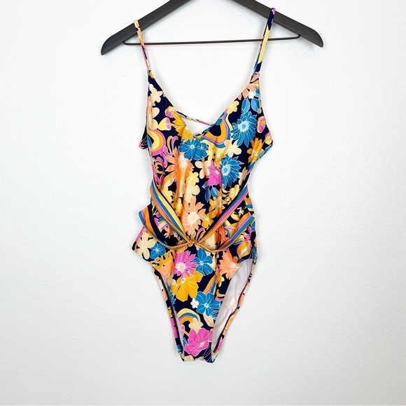 Sunshine 79 Love Swirl Plunge One Piece Swimsuit in Multi - Picture 3 of 5